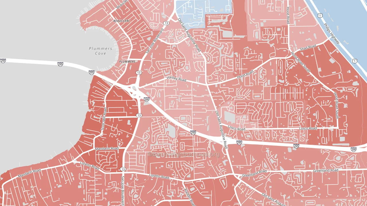 Southwood, Jacksonville, FL block-group political-lean map