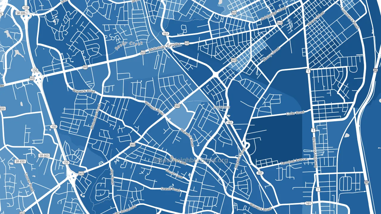 Southwood, Richmond, VA block-group political-lean map