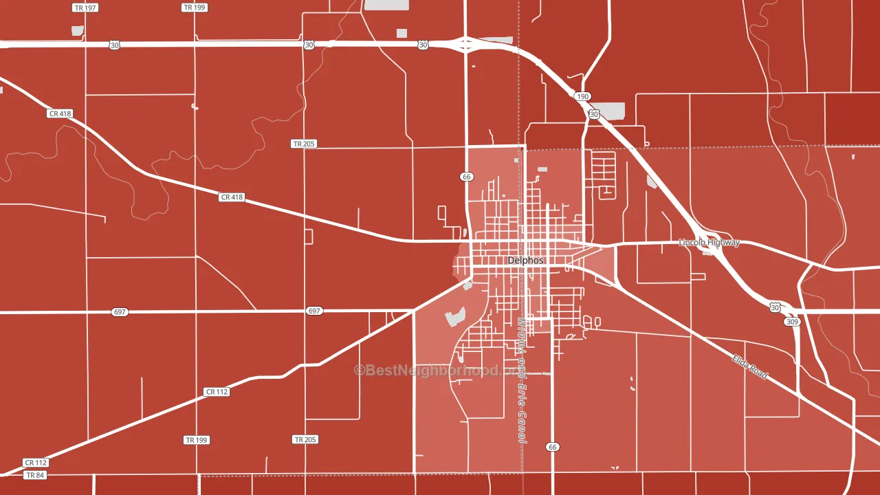 Southworth, OH block-group political-lean map