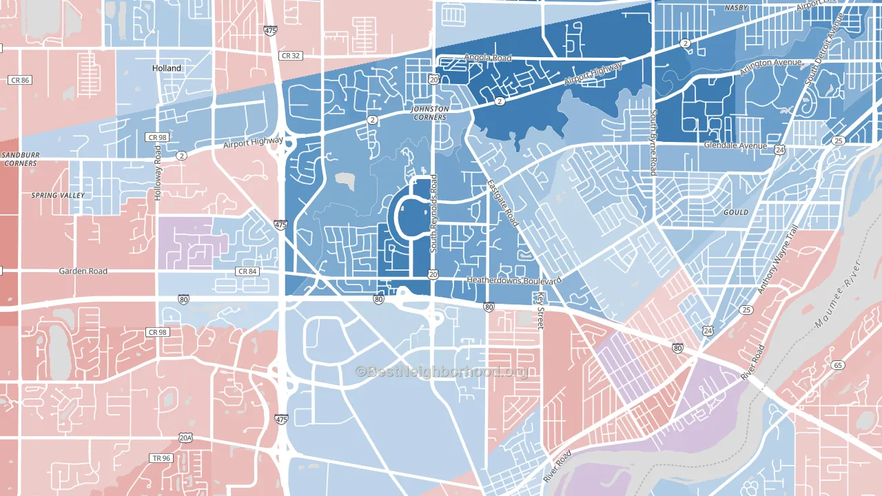 Southwyck, Toledo, OH block-group political-lean map