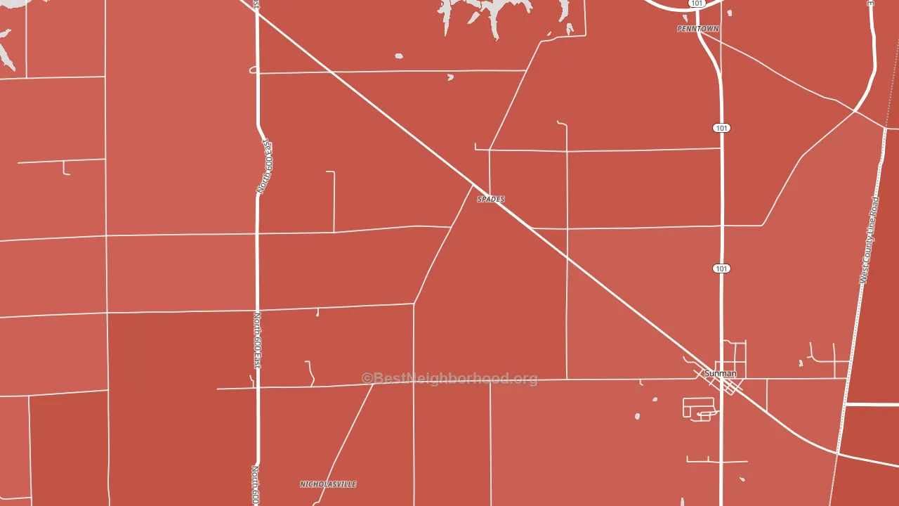 Spades, IN block-group political-lean map