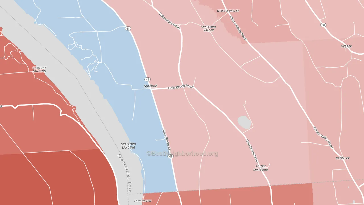 Spafford, NY block-group political-lean map
