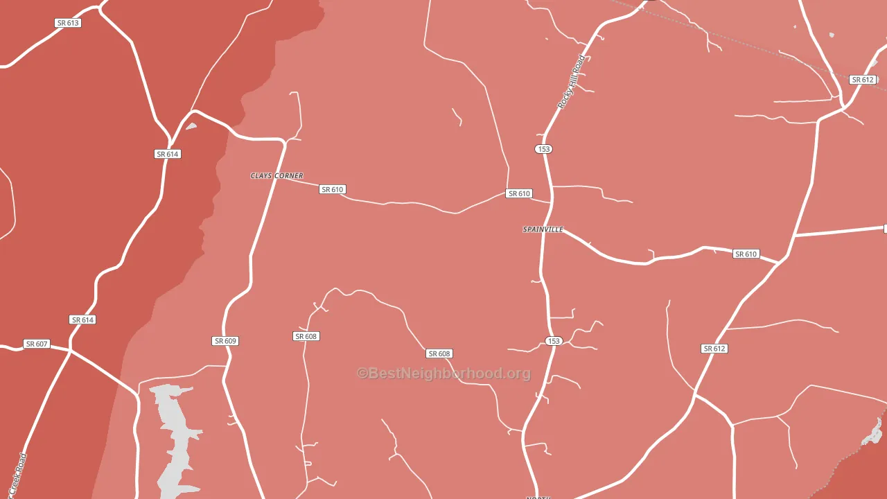 Spainville, VA block-group political-lean map