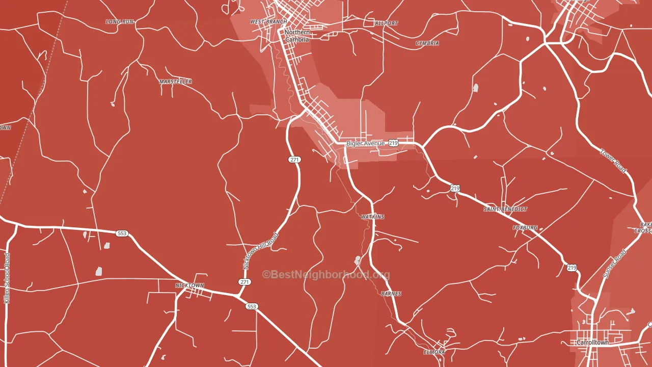 Spangler, PA block-group political-lean map