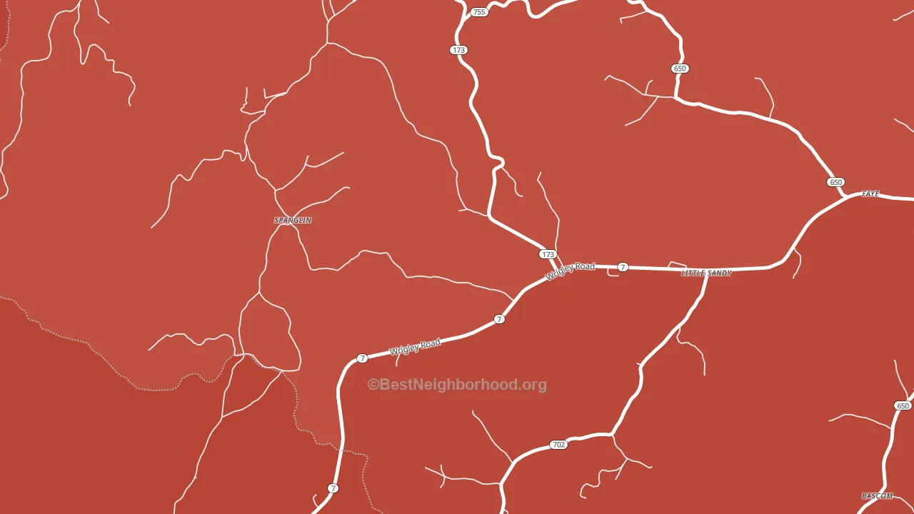 Spanglin, KY block-group political-lean map