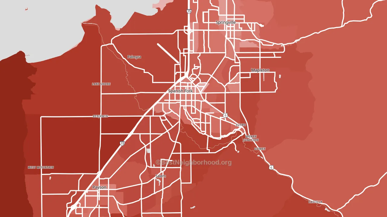 Spanish Fork, UT block-group political-lean map