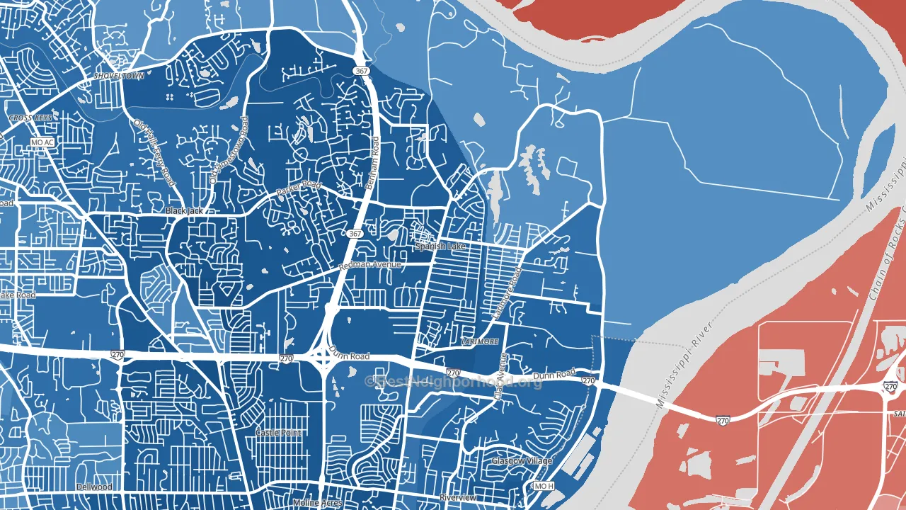 Spanish Lake, MO block-group political-lean map