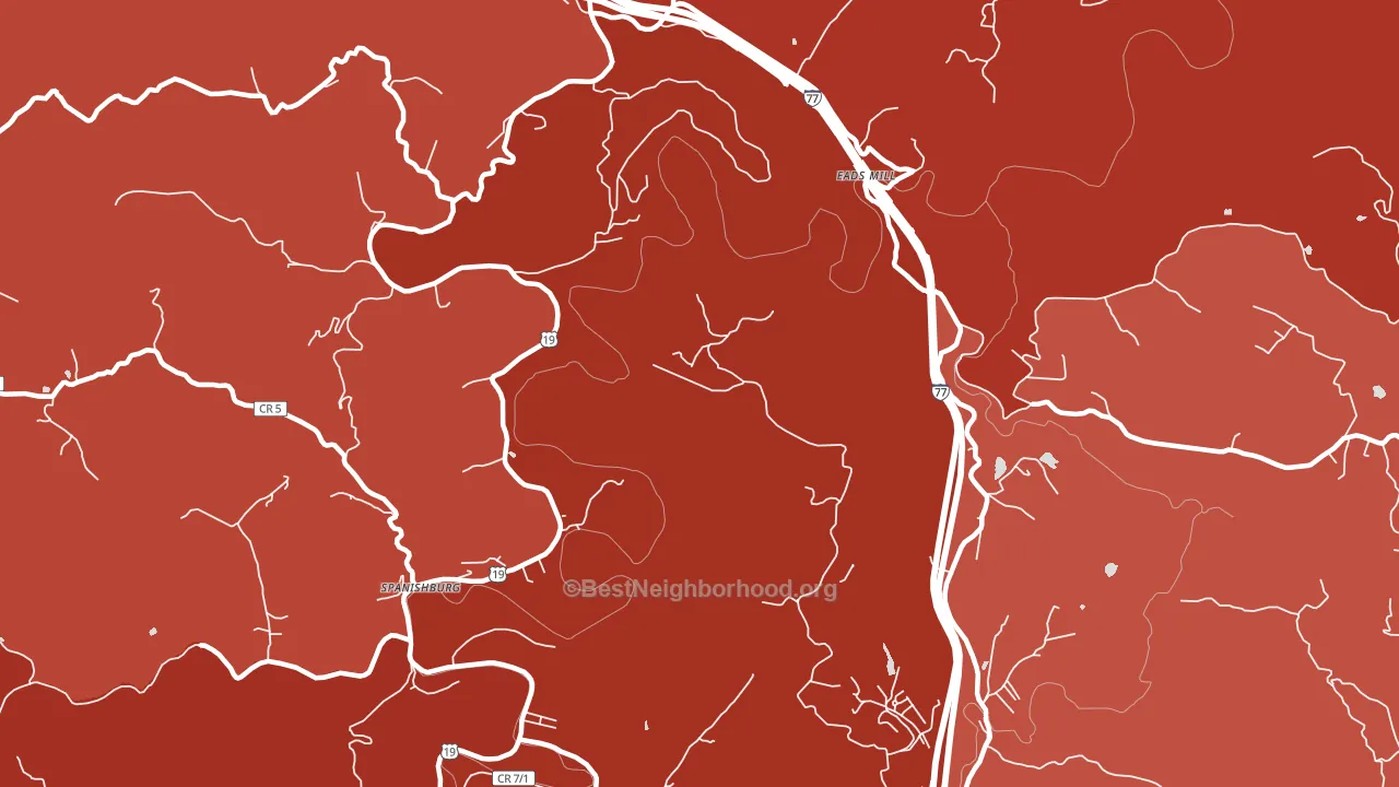 Spanishburg, WV block-group political-lean map