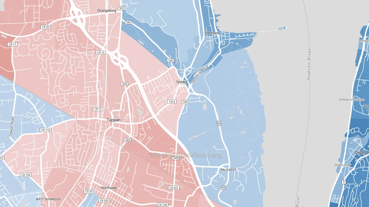 Sparkill, NY block-group political-lean map