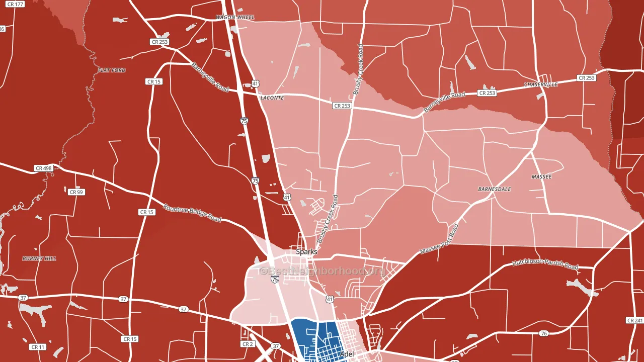 Sparks, GA block-group political-lean map