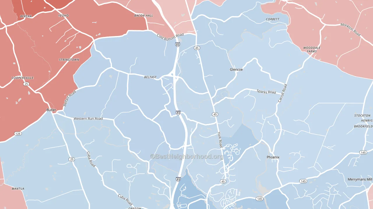 Sparks Glencoe, MD block-group political-lean map