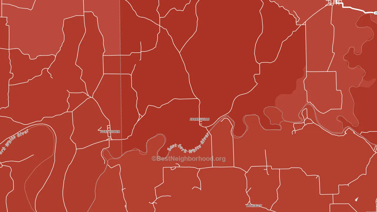 Sparksville, IN block-group political-lean map