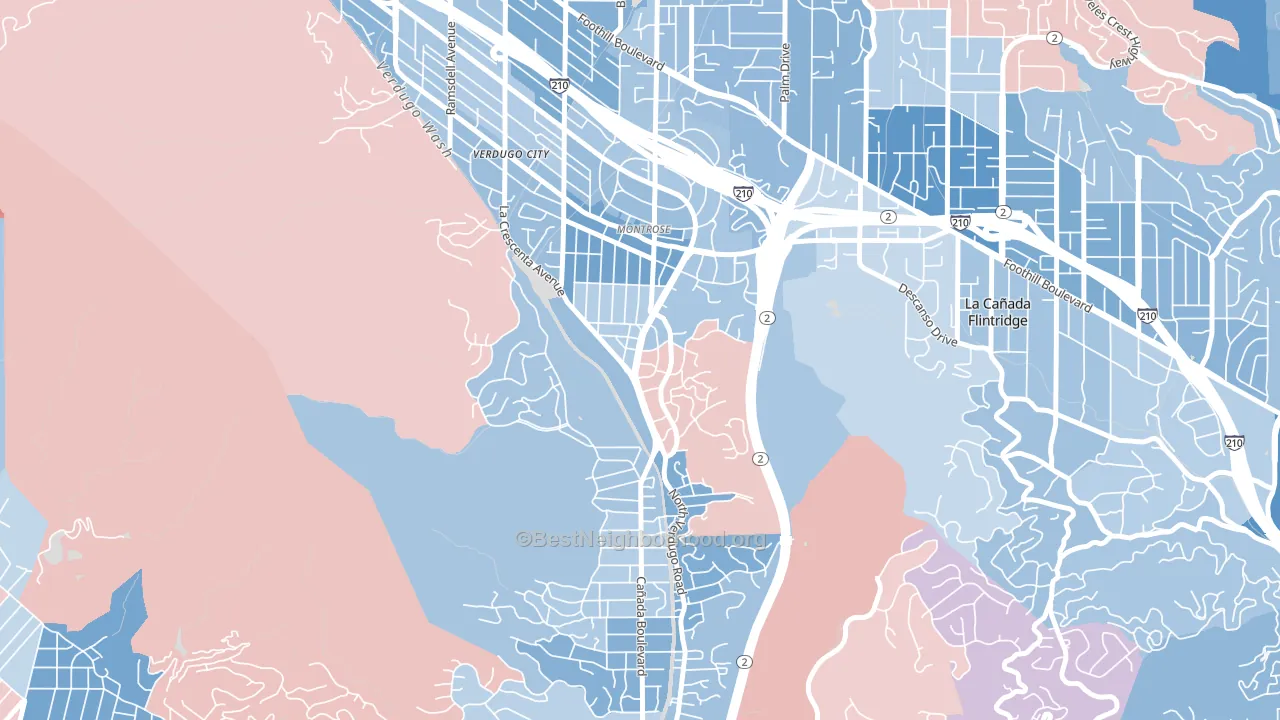 Sparr Heights, Glendale, CA block-group political-lean map