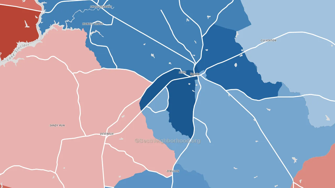 Sparta, GA block-group political-lean map