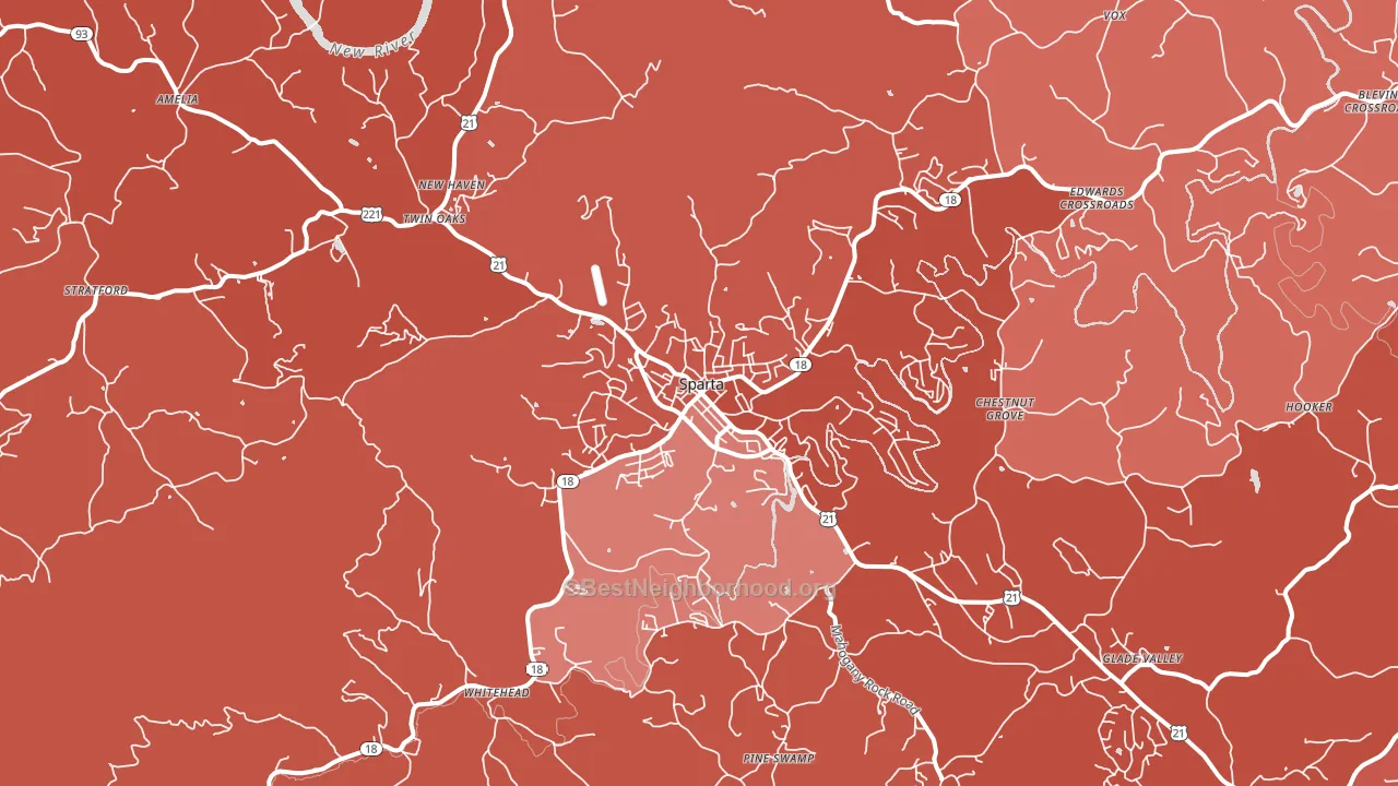 Sparta, NC block-group political-lean map