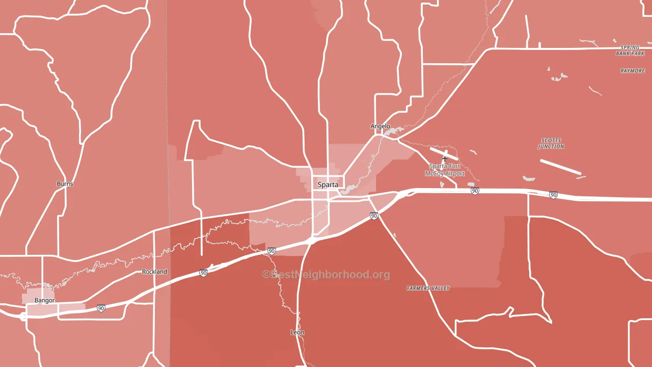 Sparta, WI block-group political-lean map