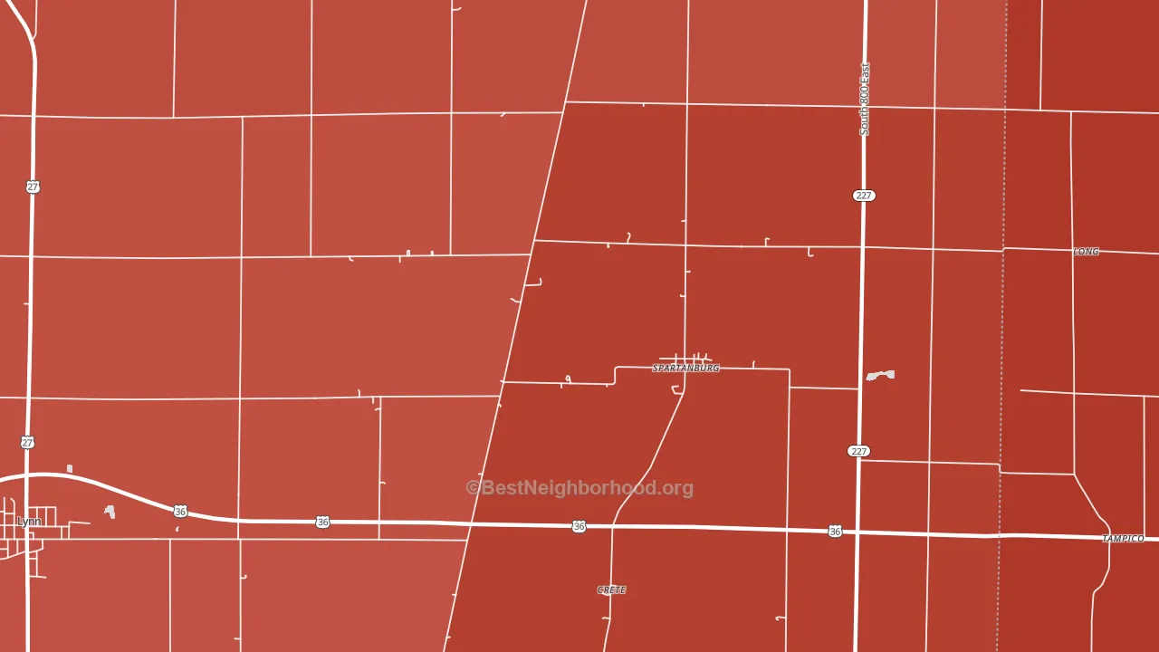 Spartanburg, IN block-group political-lean map