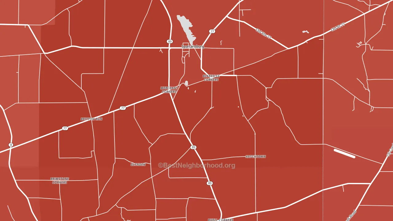 Spartansburg, PA block-group political-lean map