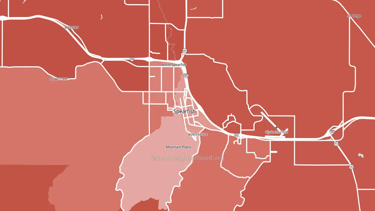 Spearfish, SD block-group political-lean map