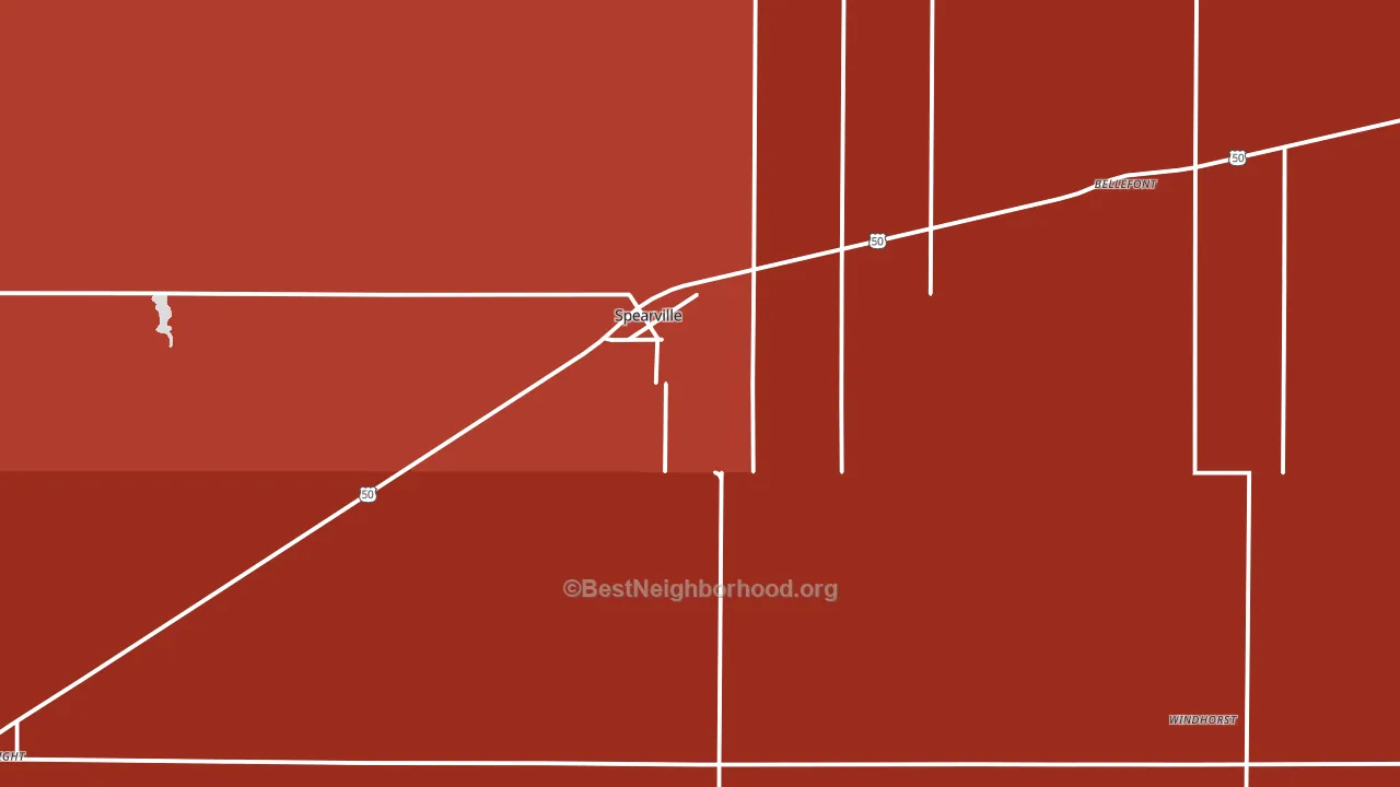 Spearville, KS block-group political-lean map