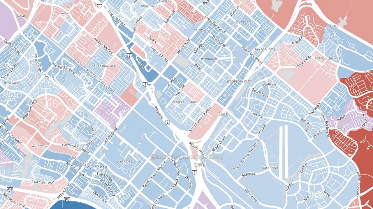 Spectrum, Irvine, CA block-group political-lean map