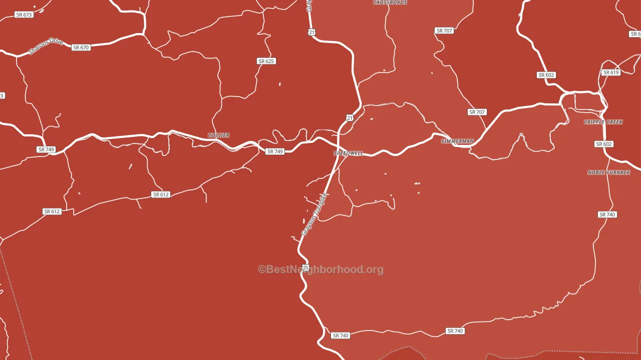 Speedwell, VA block-group political-lean map