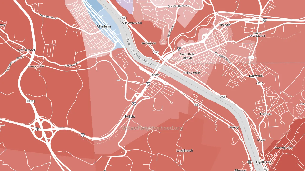 Speers, PA block-group political-lean map
