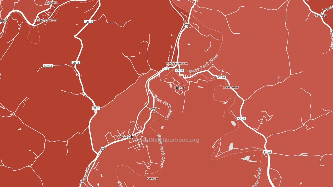 Spelter, WV block-group political-lean map