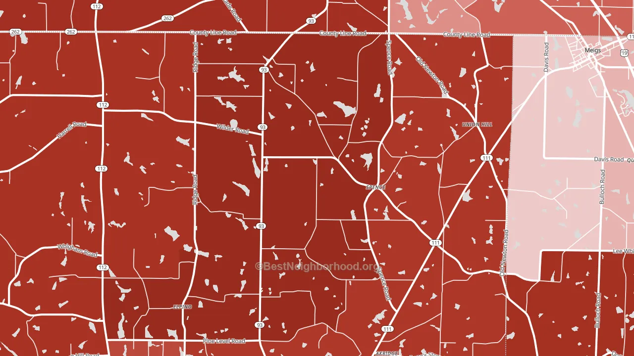 Spence, GA block-group political-lean map