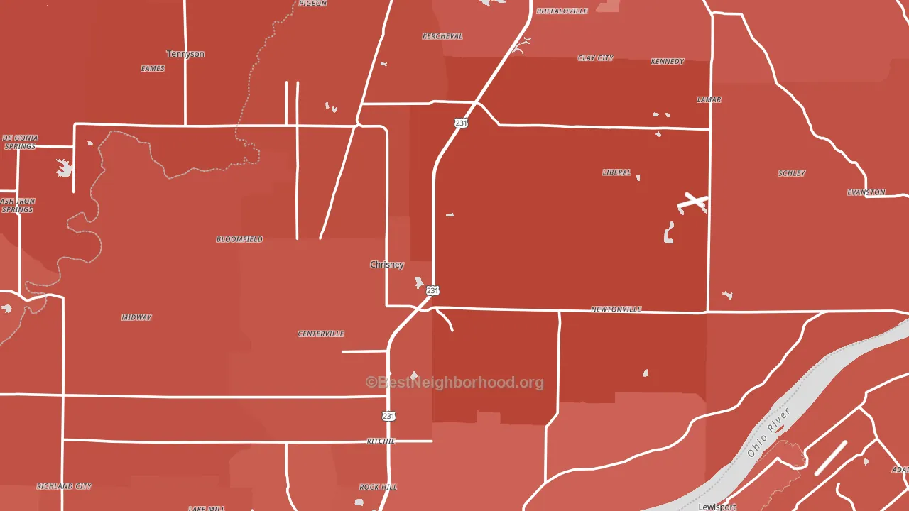 Spencer County, IN block-group political-lean map