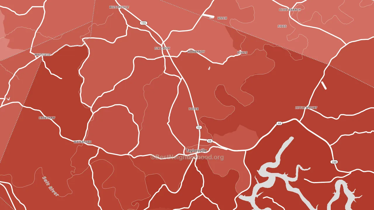 Spencer County, KY block-group political-lean map