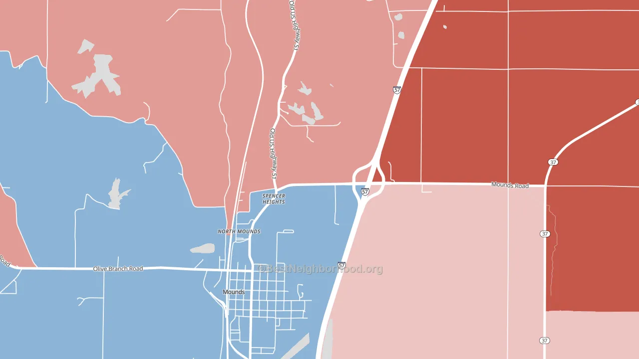 Spencer Heights, IL block-group political-lean map