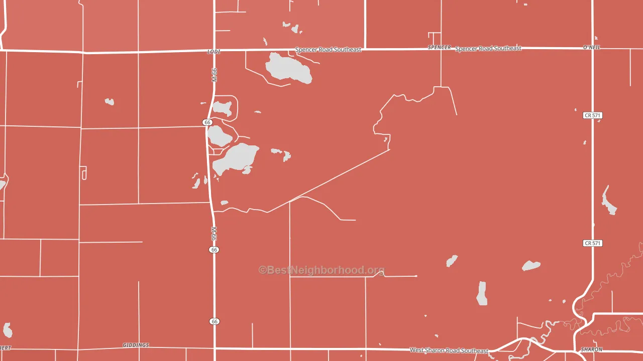 Spencer, MI block-group political-lean map
