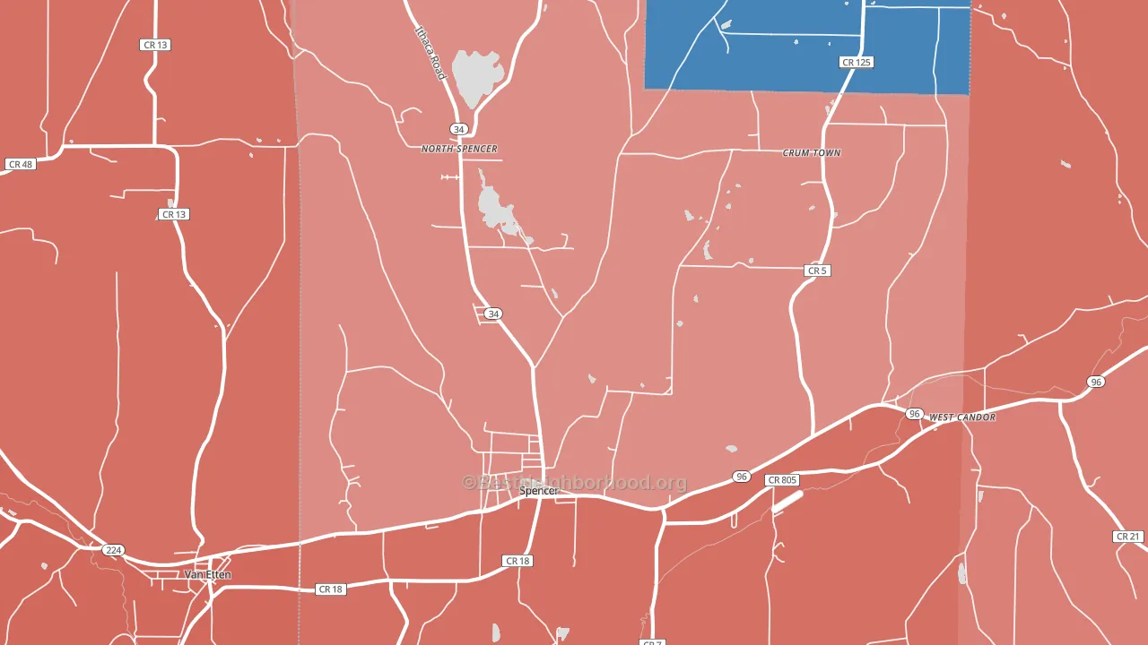 Spencer, NY block-group political-lean map