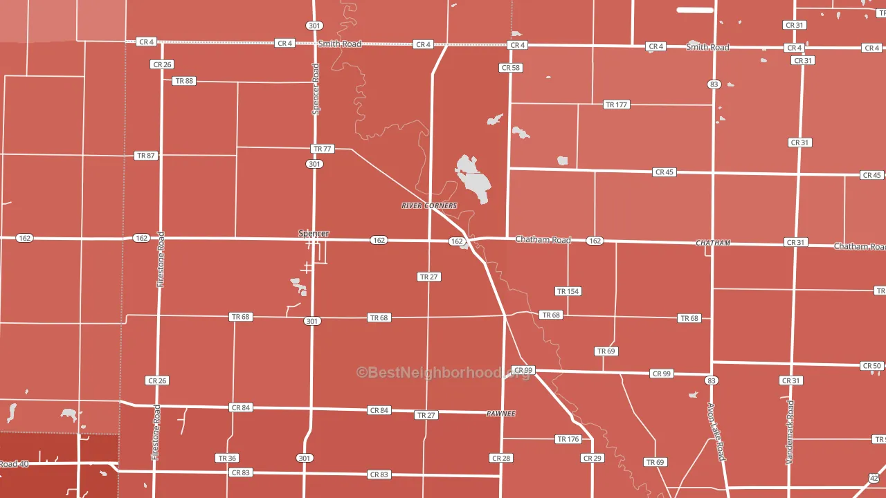 Spencer, OH block-group political-lean map