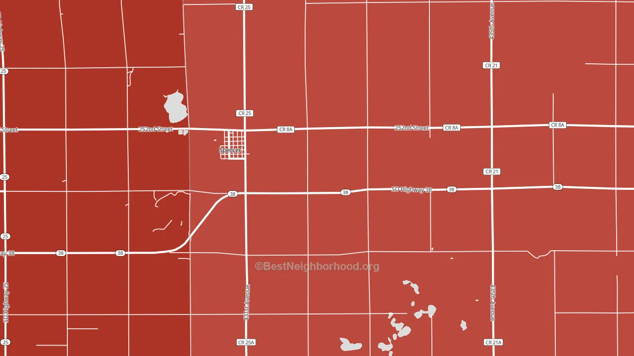 Spencer, SD block-group political-lean map