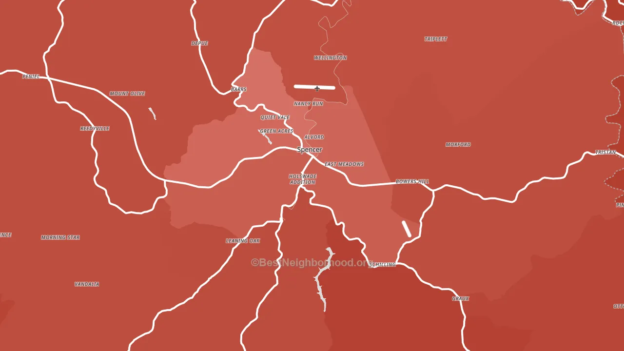 Spencer, WV block-group political-lean map