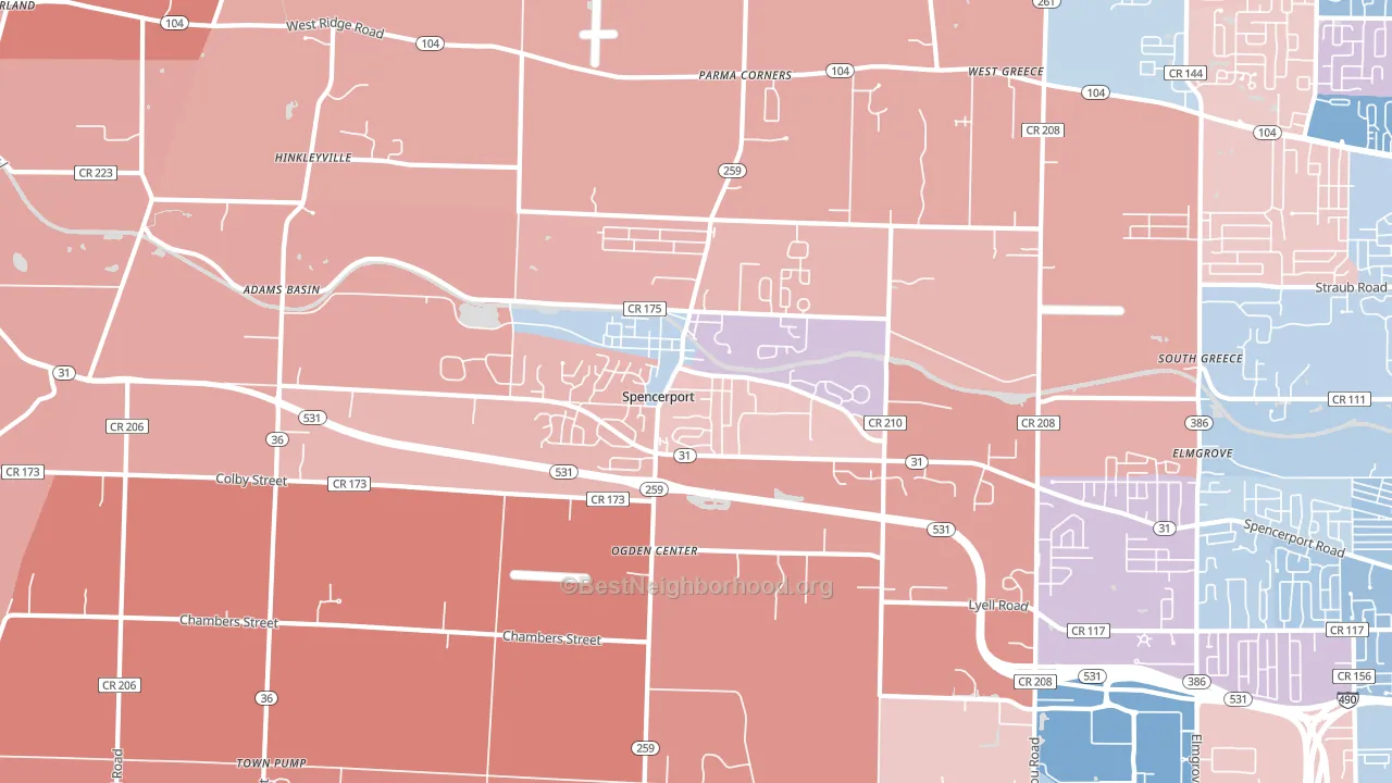 Spencerport, NY block-group political-lean map