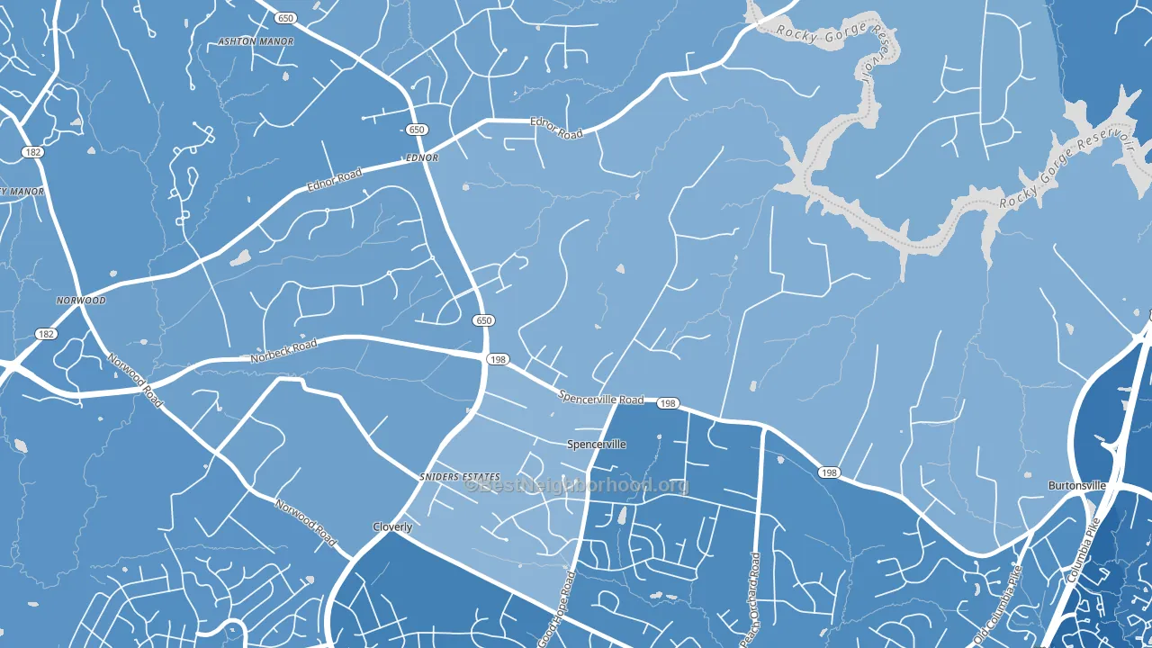 Spencerville, MD block-group political-lean map