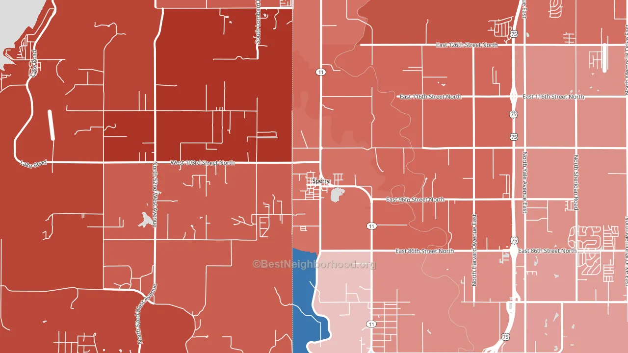 Sperry, OK block-group political-lean map
