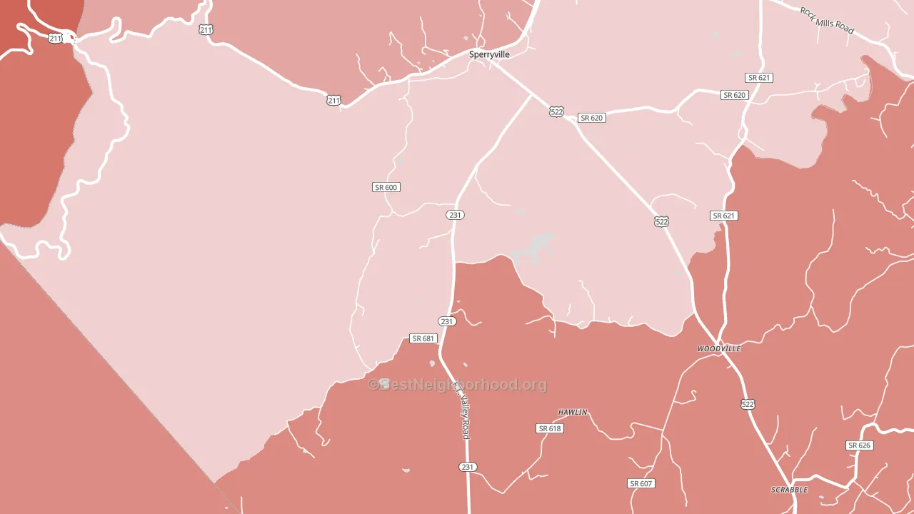 Sperryville, VA block-group political-lean map