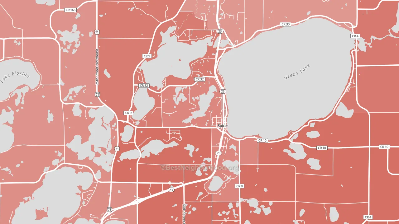 Spicer, MN block-group political-lean map