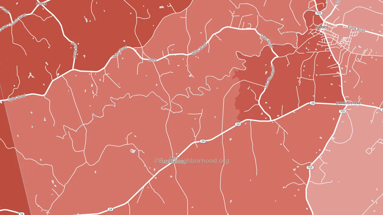 Spies, NC block-group political-lean map