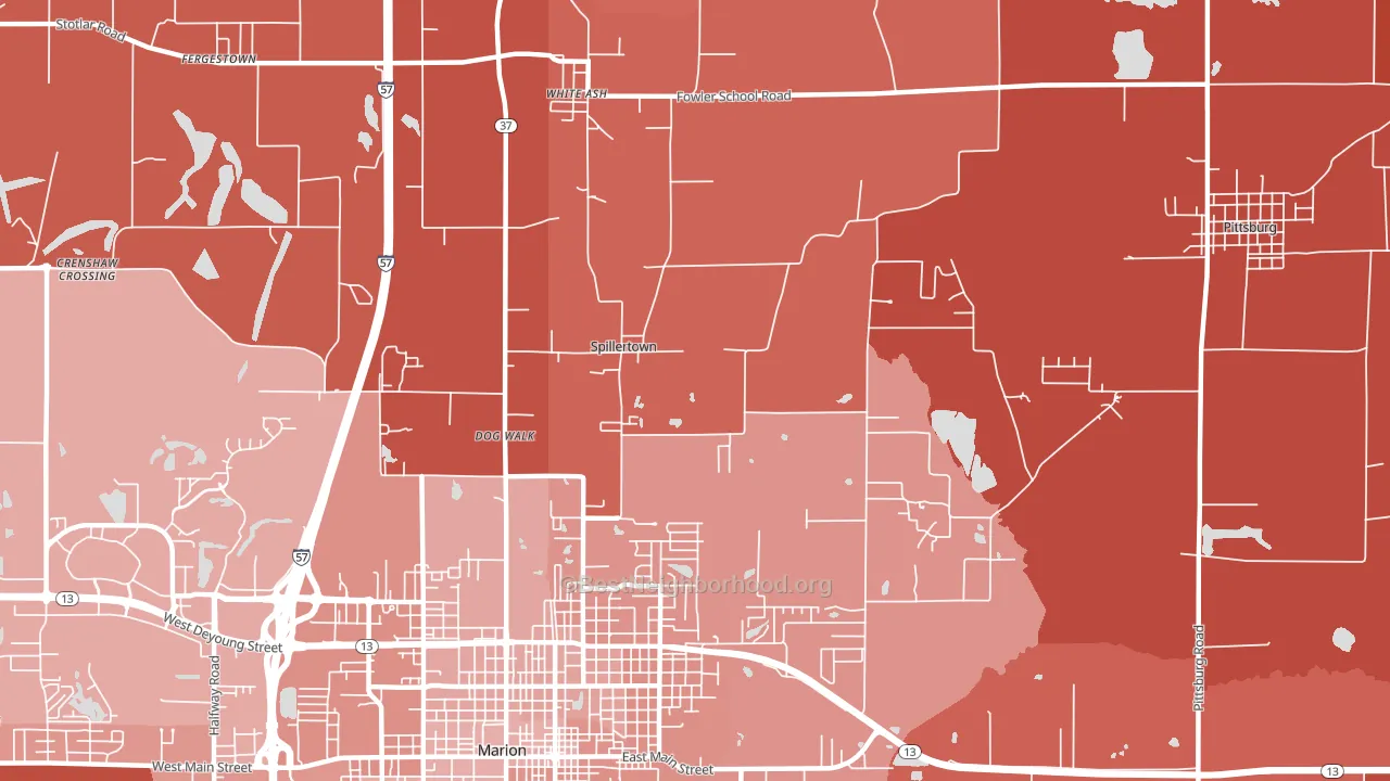 Spillertown, IL block-group political-lean map