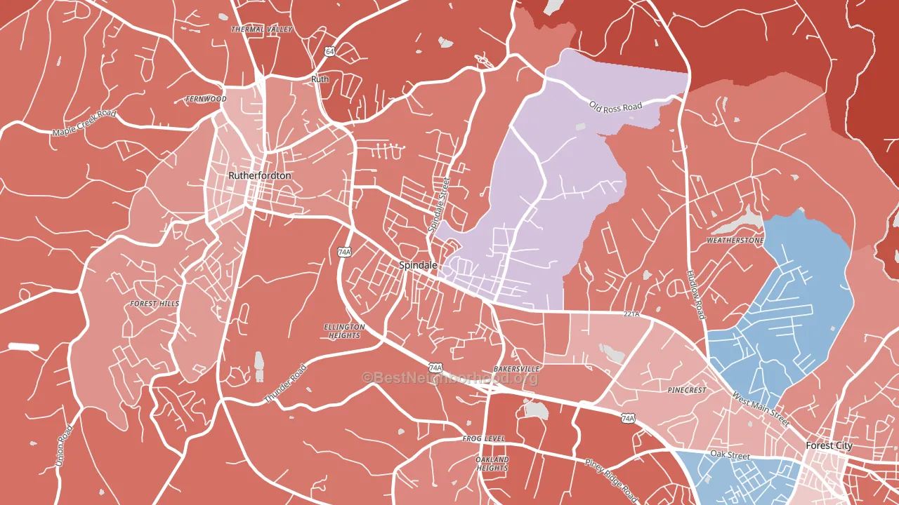 Spindale, NC block-group political-lean map