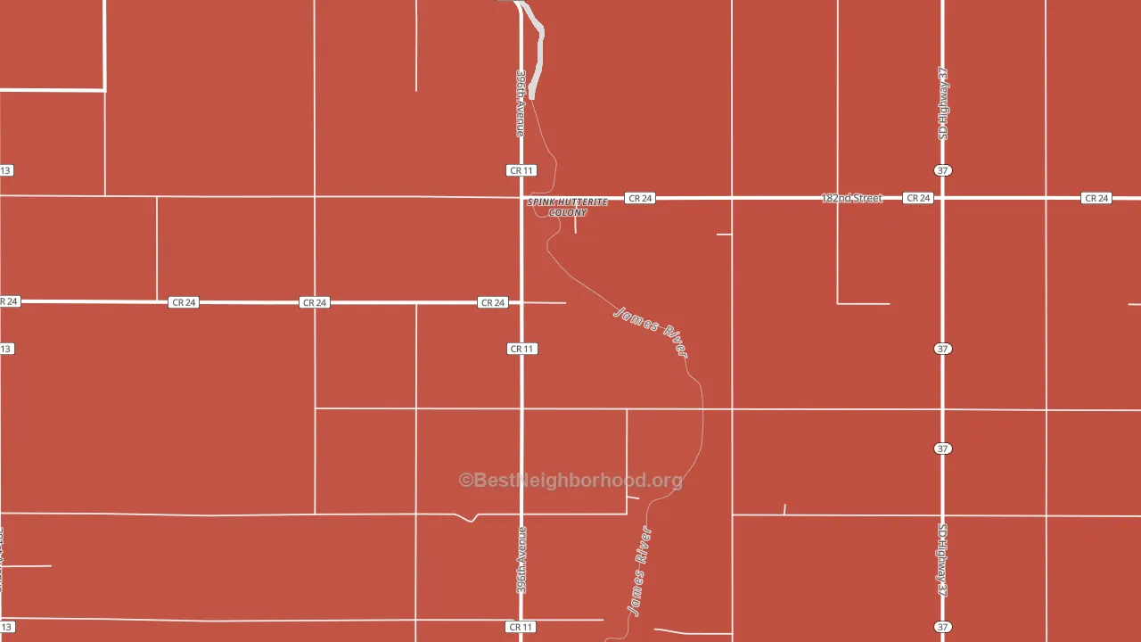 Spink Colony, SD block-group political-lean map