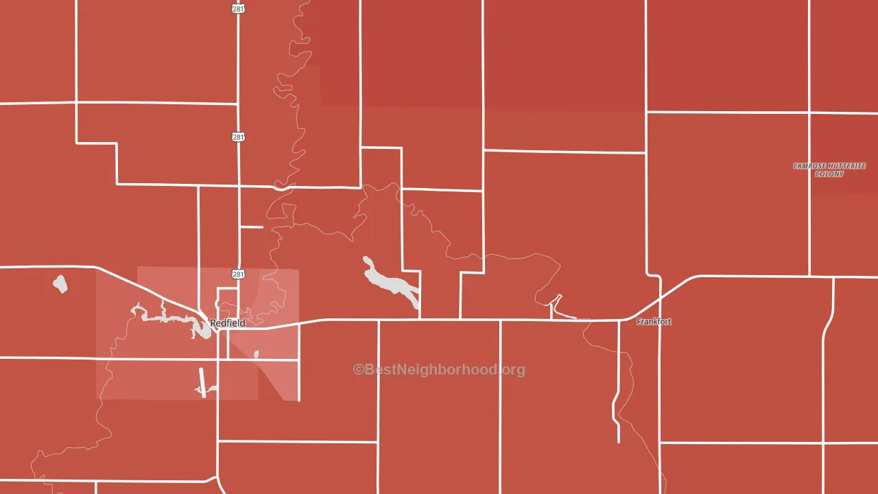 Spink County, SD block-group political-lean map