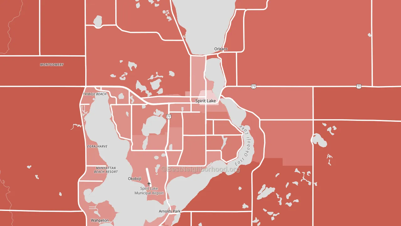 Spirit Lake, IA block-group political-lean map