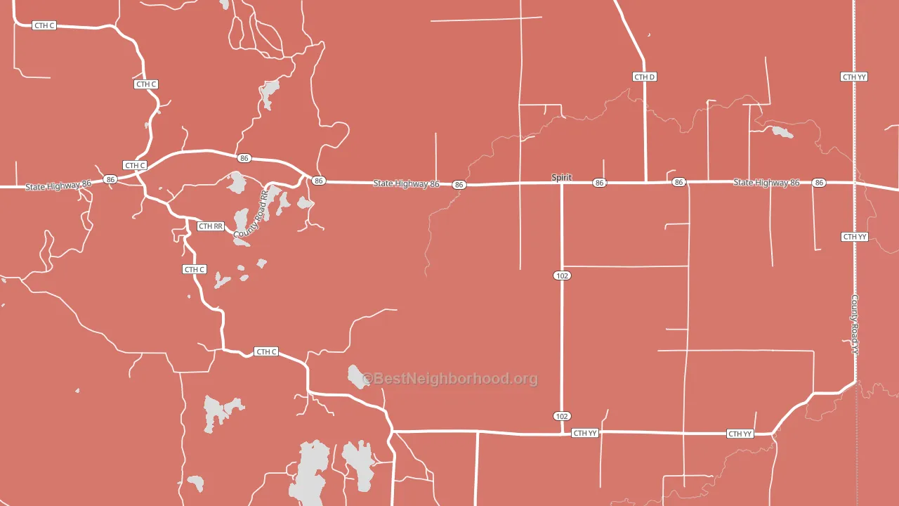 Spirit, WI block-group political-lean map