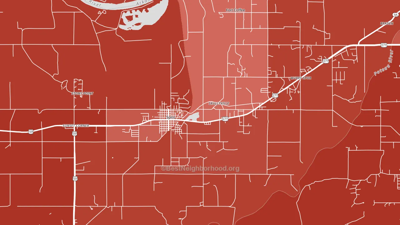 Spiro, OK block-group political-lean map